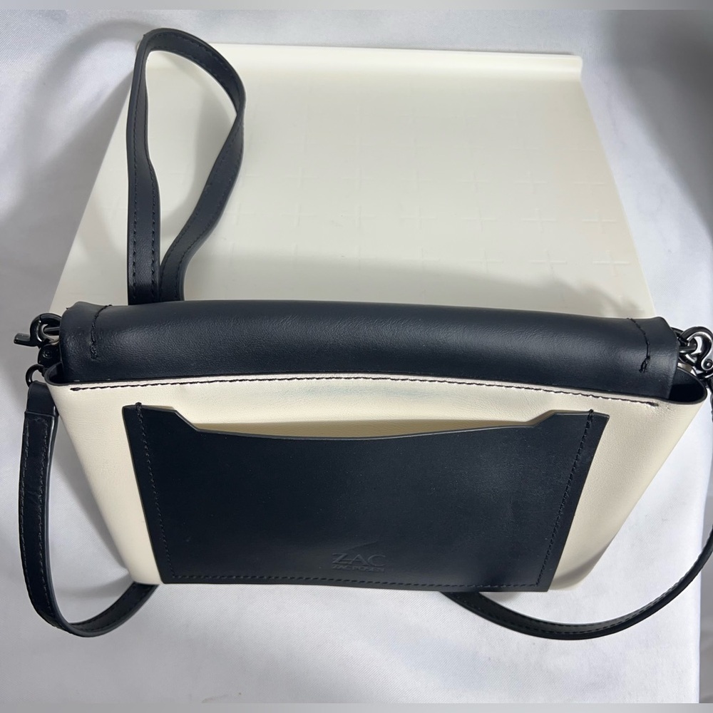 ZAC Zac Posen Crossbody With Dust Bag Black/White Soft Leather Turn Lock Closure - Picture 8 of 11